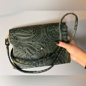 Green leather and suede bag